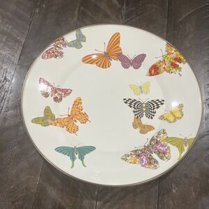 MACKENZIE-CHILDS Enamel Courtly Check Butterfly Garden Dinner  Plate 10.25"‎
